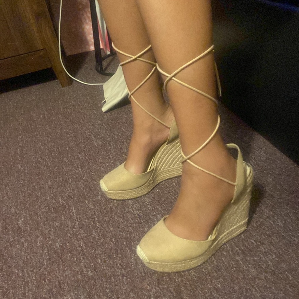 Jessica Simpson ZILKIO BEIGE Espadrille Wedge Sandal Size 8.5